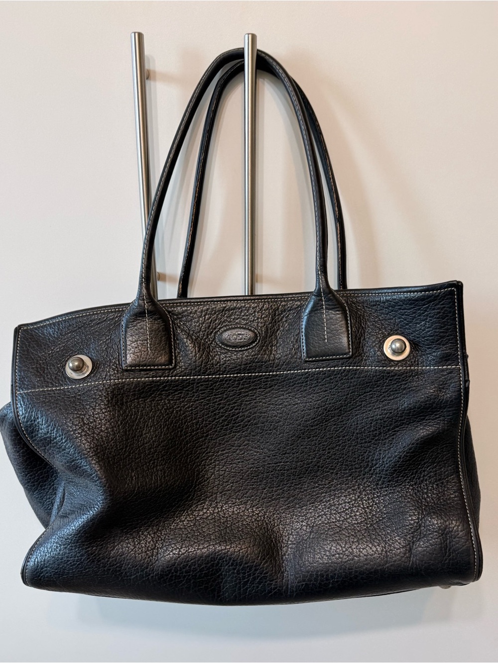 Tod’s Black Pebbled Leather Large Tote Bag
